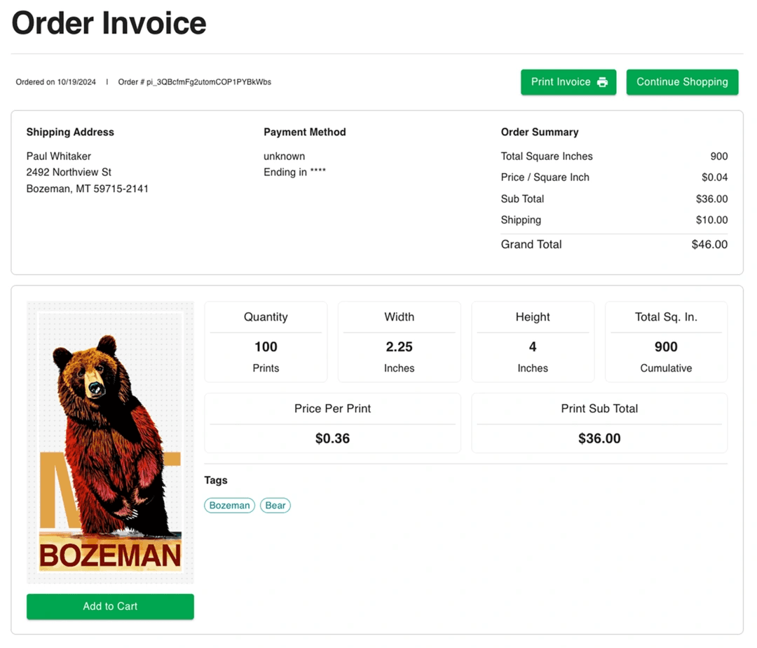 On the invoice
